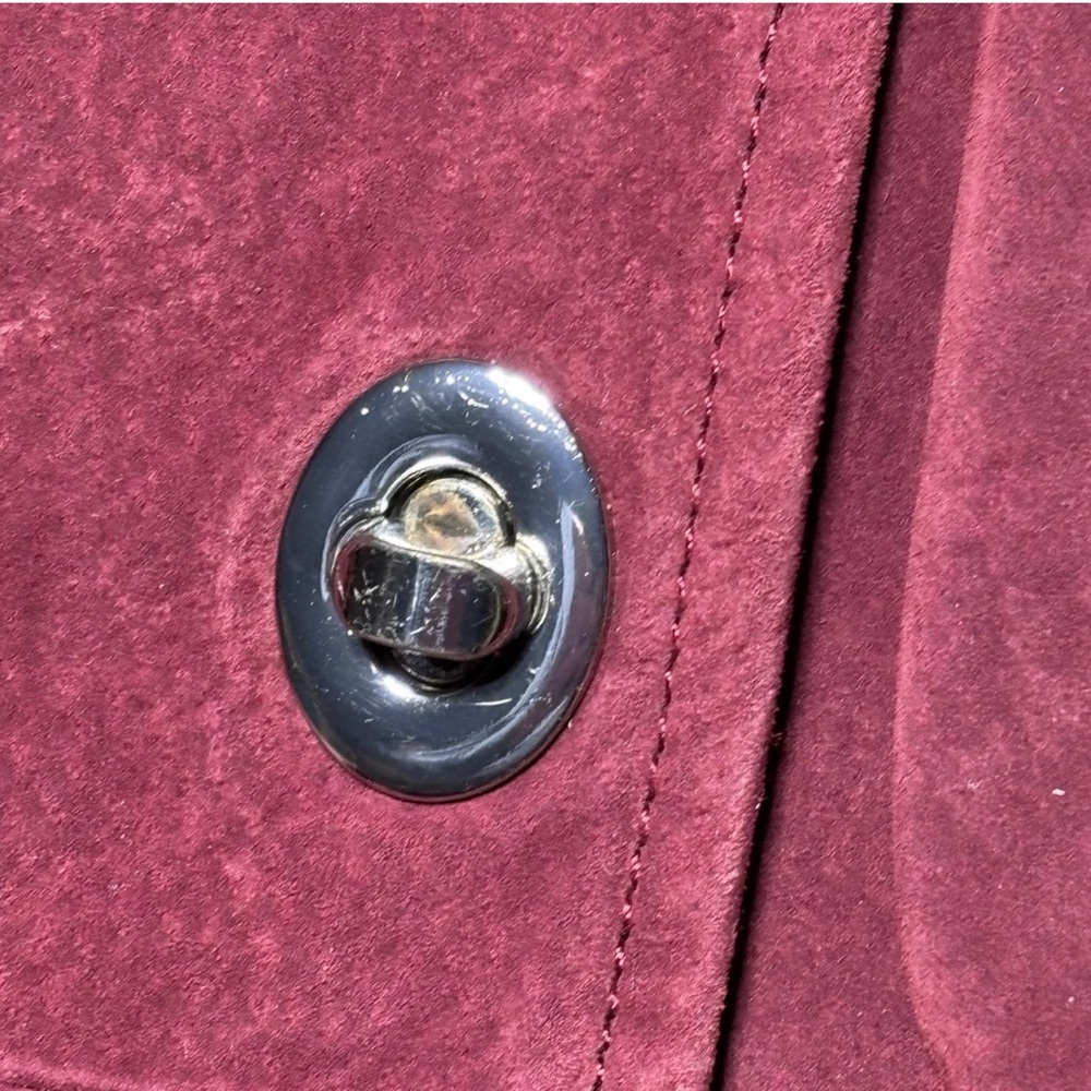 Purple Suede Coat Dennis Basso Size 3x Suede Leather Turnkey Button Pocket - Picture 3 of 7